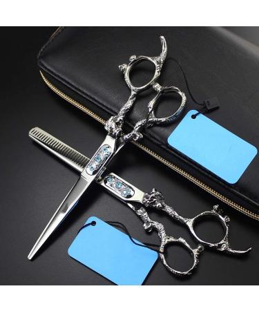 Hairdressing Scissors Set 6 Inch Professional Barber Scissors Suitable for Barber/Hairdresser/Hair Salon/Home Silver 6.0 Inch Set