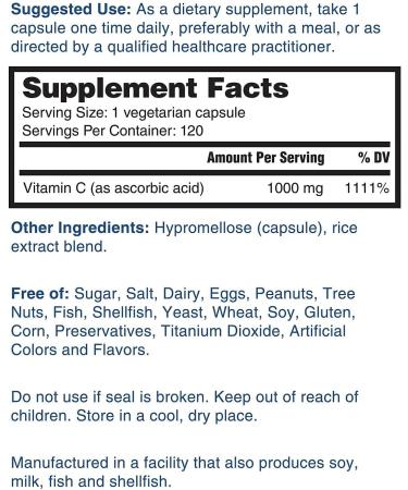 Nature's Lab Vitamin C 1000mg - Immune System Support 120ct - Buy Online on GoSupps.com