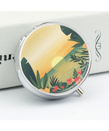 Travel Pill Box Case - 3 Compartment Portable Organizer for Pills | Sun Sets Design | Perfect for Purse & Handbag - Buy Online on GoSupps.com