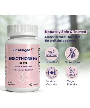 Dr. Morgan Ergothioneine Supplement (EGT) 25mg High Purity Cellular & Mitochondrial Support Antioxidant & Healthy Aging Non-GMO Vegan 60 Capsules - Buy Online on GoSupps.com