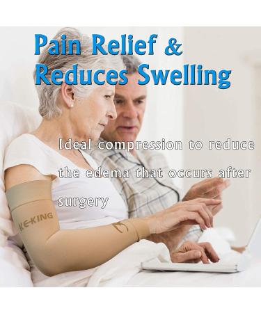 KEKING Lymphedema Compression Arm Sleeves - 15-20mmHg Full Arm Support for Men and Women - Lipedema, Edema, Post-Surgery Recovery - Pain Relief - Beige, Medium (1 Pair) - Buy Online on GoSupps.com