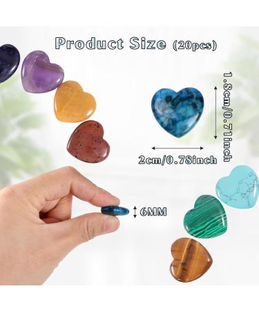 Kioiner 20 Pcs Heart Shape Stones 2 cm Love Heart Healing Crystal Stones Natural Heart Worry Stones Chakras Stones for Women Yoga Witchcraft Meditation Stress Reiki Energy Balancing Home Decoration - Buy Online on GoSupps.com