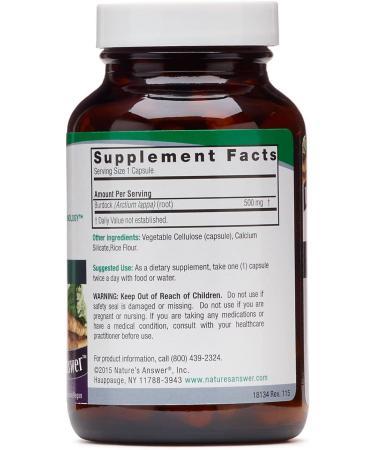 Nature's Answer Burdock Root 500mg - Full Spectrum Herb - 90 Vegetarian Capsules - Buy Online on GoSupps.com
