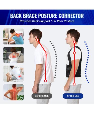 Adjustable Back Brace Posture Corrector for Men & Women - Pain Relief & Support for Scoliosis Hunchback - Medium (Waist 34-41 Inch - Buy Online on GoSupps.com