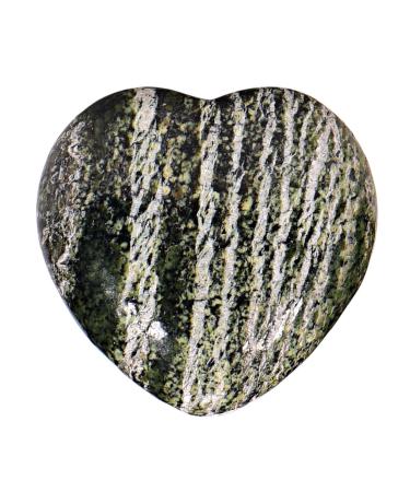 Morella gemstone heart lucky charm stone heart to take away 3 cm in velvet bag Green Zebra Jasper