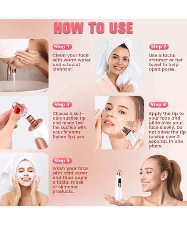 Blackhead Remover Pore Vacuum - LED Screen, USB Rechargeable Cleanser with 3 Suction Power Levels - For Acne, Whitehead Removal - 4 Probes - Women & Men - Buy Online on GoSupps.com