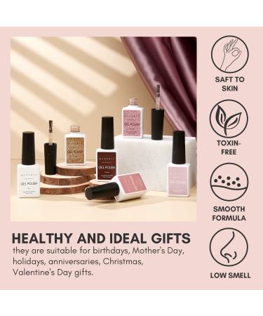 Makartt Gel Nail Polish Kit - 6 Colors Nude & Glitter Set with Nail Stickers - Soak Off DIY Manicure Kit - Holiday Gift - 10 Piece Set - Buy Online on GoSupps.com