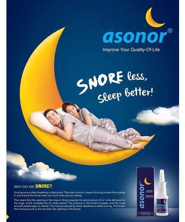 Asonor Snoring Nasal Spray - Fast Snore Stopper for Better Sleep | Natural Breathing Relief | Opens Throat & Air Passage | Anti Snoring Solution - 30ml - Buy Online on GoSupps.com