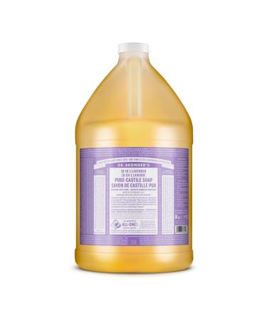 Dr. Bronners - Pure-Castile Liquid Soap (Lavender, 1 Gallon) - Made with Organic Oils, 18-in-1 Uses: Face, Body, Hair, Laundry, Pets and Dishes, Concentrated, Vegan, Non-GMO Lavender 128 Fl Oz (Pack of 1)