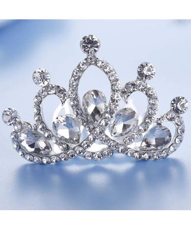 Jakawin Crystal Wedding Hair Comb Flower Girl Headpiece Bridal Tiara Combs Crown Birthday Gift for Girls (Sliver)