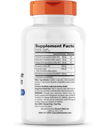 Doctor's Best Glucosamine Chondroitin MSM Capsules - Joint Support, Non-GMO, Gluten Free, 240 Count - Buy Online on GoSupps.com