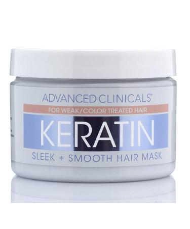 Advanced Clinicals Keratin Hair Mask - Sleek & Smooth 12 oz (340g) | Nourish & Repair - Buy Online on GoSupps.com