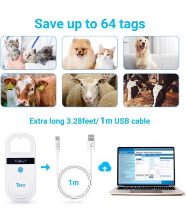 TERA PET Microchip Reader Scanner - RFID Portable Animal Chip ID Scanner for Dogs Cats Pigs | OLED Display Rechargeable Pet Tag Scanner - ISO 11784/11785 FDX-B Emid Blue Taste - Buy Online on GoSupps.com