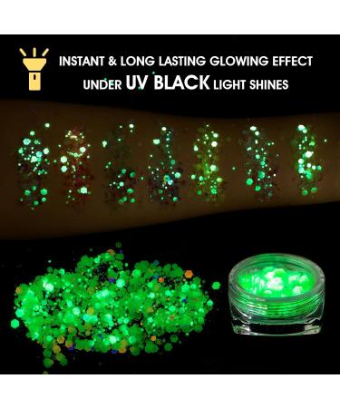 Glow in the Dark Body Face Glitter Gel - 12 Luminous Colors for Eyes Lips Hair & Nails | Self-Adhesive Festival & Rave Accessories - Buy Online on GoSupps.com