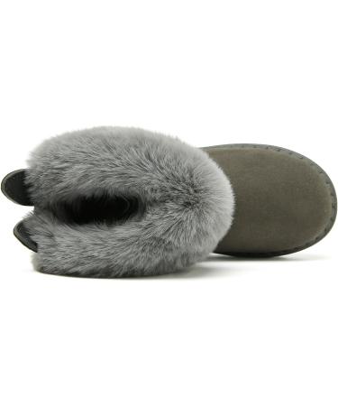 Yeeteepot Kids Winter Snow Boots - Baby Girls' & Boys' Warm Plush Booties, Anti-Slip Toddler Shoes, Size 7.5 UK, Grey - Buy Online on GoSupps.com