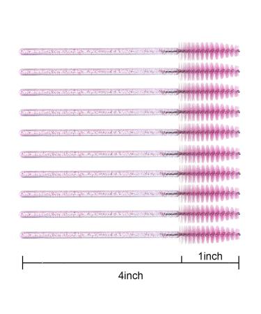 Elisel 100pcs Disposable Mascara Brushes with Container - Makeup Applicators for Eyelash Extensions and Eyebrow Brush - Crystal Pink - Buy Online on GoSupps.com