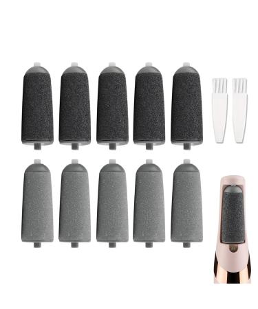 10 Pack Replacement Rollers Compatible with Finishing Touch Flawless Pedi Electric Tool File Include 2 Cleaning Brush (5 Black Coarse&5 Gray Fine)