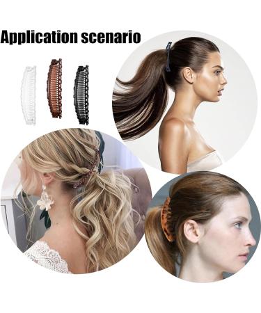 3pcs Banana Hair Clip Set - Vintage Female Hair Accessories in White, Black, Brown | Banana Barrettes for Girls with Thick Hair - Beauty Fashion Comb Tool - Buy Online on GoSupps.com