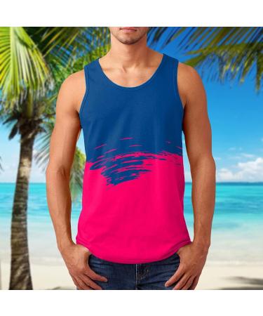 Men's Hawaiian Print Tank Top - XX-Large Blue | Sleeveless Summer Vacation Shirt - Buy Online on GoSupps.com