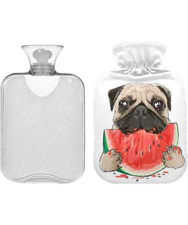 NAANLE Pug Dog Watermelon Heat Bottle | 1L Transparent Hot Water Bottle for Bed Hand & Feet Warmer | Pain Relief & Cold Therapy - Buy Online on GoSupps.com