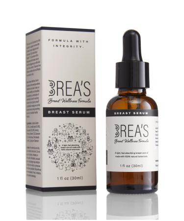Brea's Breast Wellness Serum - Natural Formula with Frankincense Geranium Evening Primrose and Jojoba for Breast Health Hormonal Balance and Skin Nourishment - 1 fl oz