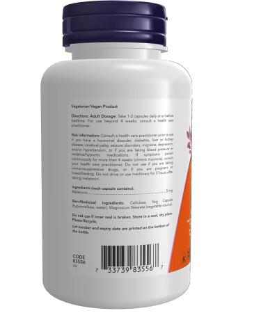 NOW Supplements Melatonin 5mg Capsules 180 Count - Buy Online on GoSupps.com