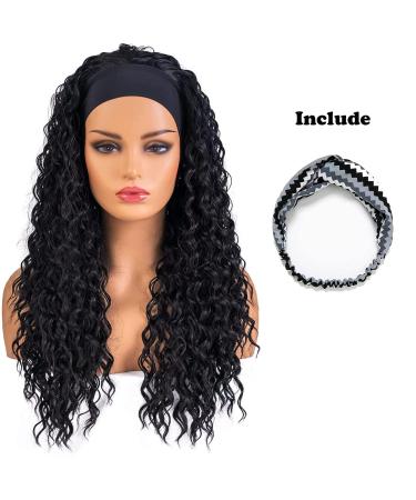 Natural-Looking Synthetic Wig for Black Women | Heat-Resistant 24-Inch Curly Hair Random Color with Striped Headband - Ideal for Stylish Hair Ripening - Buy Online on GoSupps.com