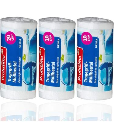 Buy Tear-Resistant Garbage Bags with Handle - 20L Leak-Proof Recyclable - 3x40 Count | International Shipping Available - Buy Online on GoSupps.com