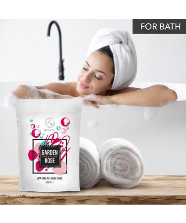 Rose Foaming Bath Sea Salt 35 Oz - 1000g | Relaxing Aromatherapy Bubble Bath with Almond & Rosewood Essential Oil - Buy Online on GoSupps.com