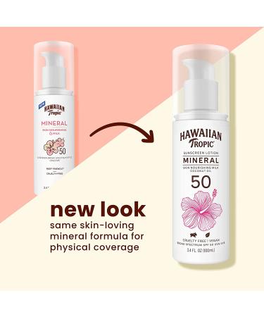 Hawaiian Tropic Mineral Sun Milk Body Lotion SPF 50 - 3.4 Fl Oz (1 Count) | Broad Spectrum SPF 50 Lotion for Sun Protection - Buy Online on GoSupps.com