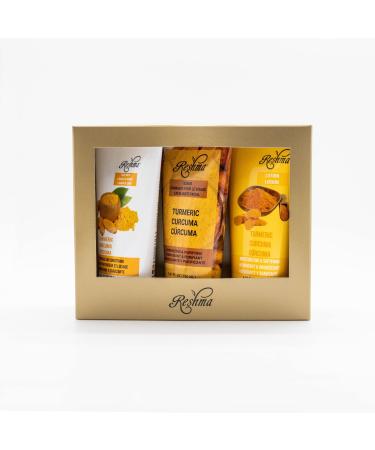 Reshma Beauty Turmeric Gold Skincare Set| Turmeric Face Wash Turmeric Scrub and Turmeric Lotion | Brightening and Hydrating for All Skin Types | Deep Cleansing and Purifying | Cruelty Free