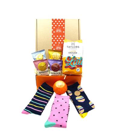 Gift Box by Inside the Box Gifts (Latte Ground Coffee w Biscuits Socks & Bath Bomb)