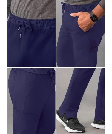 Adar Addition Men's Slim Leg Cargo Drawstring Scrub Pants - Large Navy - Buy Online on GoSupps.com