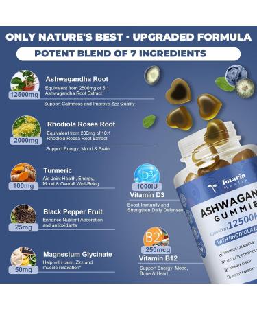 (2 Packs) Sugar Free Ashwagandha Filled Gummies w/Vitamin D3 Magnesium Glycinate Rhodiola Ultra Strength Ashwa Root Supplements for Women & Wen for Relaxation Energy Cortisol Gummies 60 Count (Pack of 2) - Buy Online on GoSupps.com