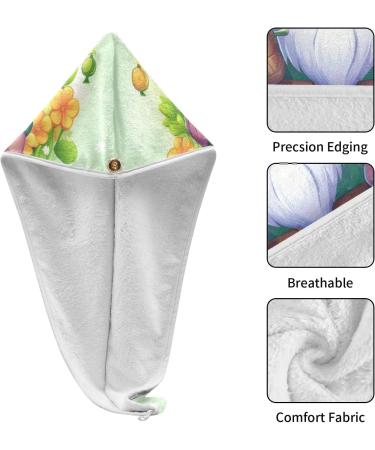 St. Patrick Dwarf Flowers Hair Towel 2 Pack | Super Absorbent Quick Dry Hair Turbans for Women & Girls - Buy Online on GoSupps.com