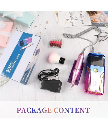 ANGNYA 35000RPM Electric Nail Drill - Portable Rechargeable E-File Machine for Acrylic Nails with 6 Bits and Dust Brush - Buy Online on GoSupps.com