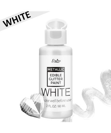 Edible Glitter Fluid - 60ml Metallic Liquid Edible Glitter Powder for Cakes Baking Macarons | Metallic Food Color for DIY Cookies & Fondant (White) - Buy Online on GoSupps.com