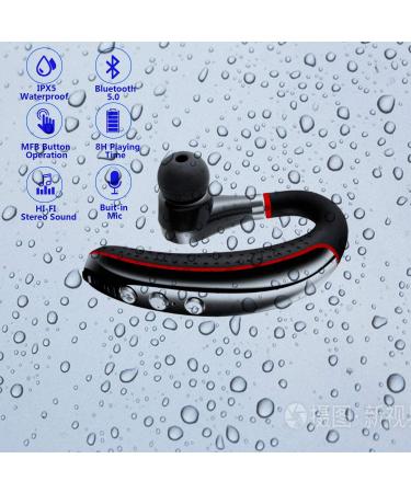 Bluetooth Headset V5.0 - Noise Canceling Mic, Ultralight Business Earpiece for Cell Phone, Sweatproof Headset for Driving/Trucker/Office - Red - Buy Online on GoSupps.com