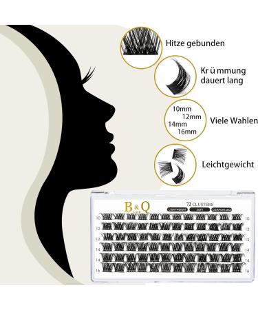 D Curl 12mm 72 Clusters B&Q Lash Clusters - DIY Volume Eyelash Extensions - Soft Wispy Cluster Lashes - B34 D-12mm - Buy Online on GoSupps.com