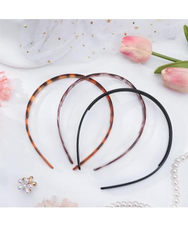 Fuyamp 6 Packs Plastic Headband Plain Headband Hair Bands with Teeth Plastic Headbands Alice Band Sharks Tooth Comb Headband Hair Accessories for Women Men Girls 3 Colors (8mm Wide) - Buy Online on GoSupps.com