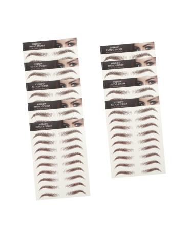 MAGICLULU 9 Sheets Waterproof Eyebrow Stickers Imitation Eyebrow False Eyebrows Cosmetics Transfer Stickers 3d 21x14.7cm Brown