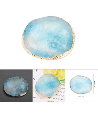 Resin Stone Manicure Palette Gilded Edge Nail Art Pallet Nail Art Mixing Palette Nail Art Paint Palette for Lipstick Pigment Mixing(Blue) - Buy Online on GoSupps.com