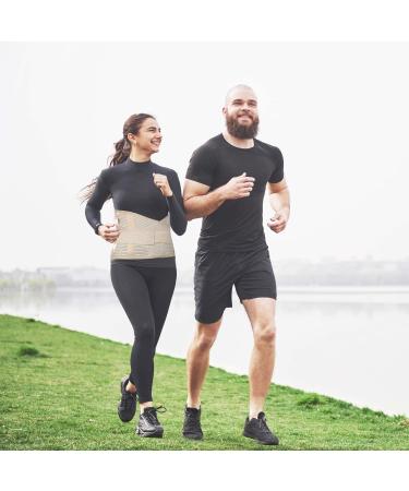 Invera Lower Back Support Brace - Lumbar Support Belt for Men & Women | Comfortable Beige Design for Pain Relief - International Shipping Available - Buy Online on GoSupps.com