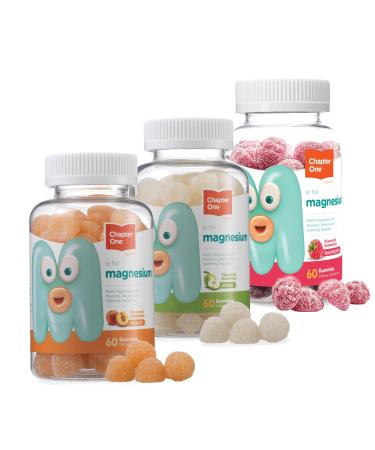Chapter One Magnesium Gummies for Kids & Adults - Natural Calm Gummies - Calm Magnesium Citrate - Bone and Muscle Function Supplements for Kids & Adults - Mood Support Kosher (Multi Pack) 3 Flavors.