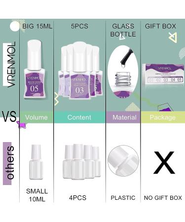 VRENMOL Dip Powder Liquid Set - 5pc 0.5oz Dipping Powder Nail Kit for Artistic Nails - Primer, Base Coat, Activator, Top Coat Included - Buy Online on GoSupps.com
