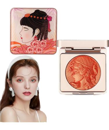 Embossed Smooth Powder Blush Palette Matte Face Powder Blush Palette Natural Nude Long Lasting Blush Palette Embossed Girl Blush for Cheeks 02