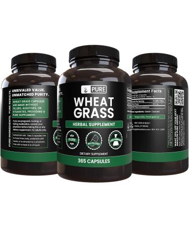 Pure Wheat Grass Capsules (365 Count) - No Magnesium or Rice Fillers - Lab Verified, Always Pure - Buy Online on GoSupps.com