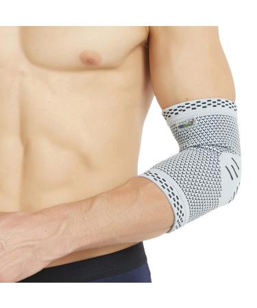 Neotech Care Elbow Support Sleeve - Bamboo Fiber 3D Weaving Knitted Fabric - Elastic & Breathable - For Golf Tennis Sports - Right or Left Arm - Grey Colour (Size S 1 Unit) S 1 - Buy Online on GoSupps.com
