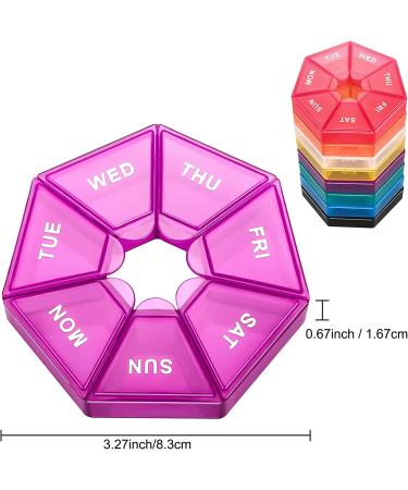 Ponpon 8pcs 7-Sided Pill Holder Box - Portable Vitamin & Medicine Organizer in 8 Colors - Buy Online on GoSupps.com