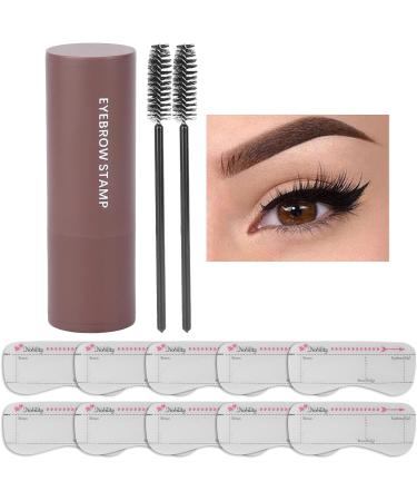 Eyebrow Stamp Kit Long Lasting Waterproof Eyebrow Powder Set Brow Stamp Shaping Kit Eyebrow Definer With 10 Reusable Eyebrow Stencils 2 Eyebrow Pen Brush - Hairline Shadow Powder Stick(Dark brown) - Buy Online on GoSupps.com